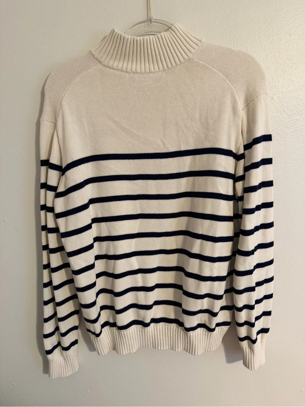 Brandy Melville ‘Aleah’ Cream and Navy Striped Half-Zip Sweater